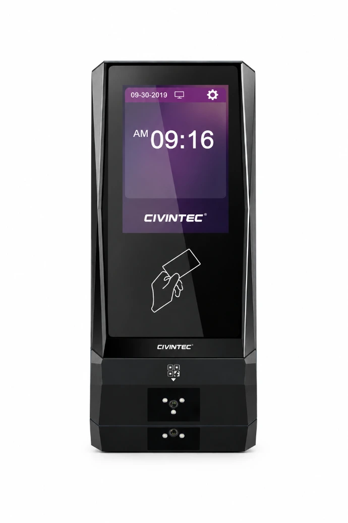 Certified badge time clock synced with Odoo